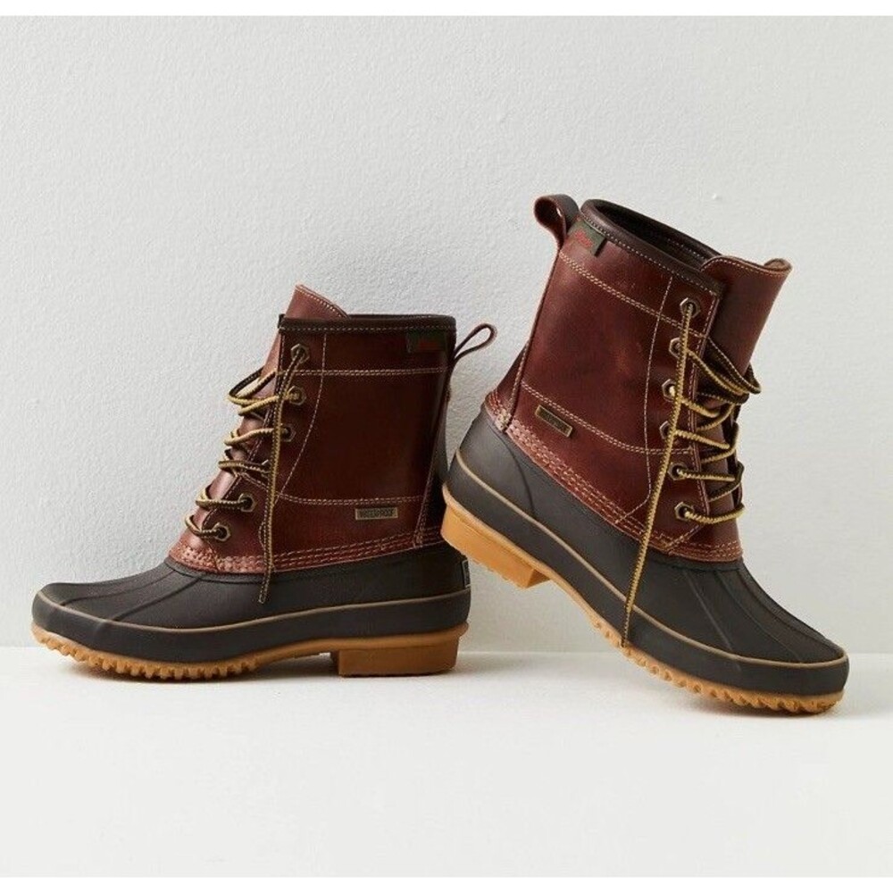 G.H. Bass Duclair Duck Boot Rubber Leather Lace Up Dark Brown Size 8